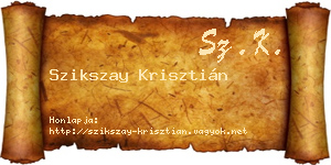 Szikszay Krisztián névjegykártya